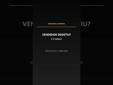 Capa do vídeo: O vendedor desistiu: o sinal volta em dobro?